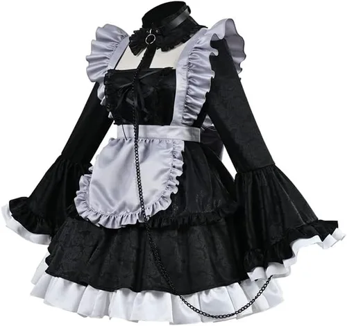 Vista 3 de Disfraz de cosplay de Anime My Dress-Up Darling Kuroe Shizuku Kitagawa Marin vestido de criada negro para Halloween