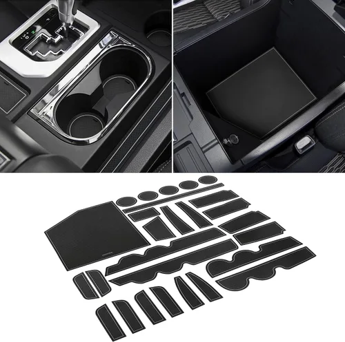 Vista 12 de Forro personalizado para accesorios Toyota Tundra 2022 2023 2024 2025 2026, insertos para portavasos, alfombrillas para consola central
