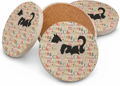 Vista 61 de AIDI Atlas Mountain Dog Merry Christmas - Posavasos grandes de piedra arenisca, paquete de 4