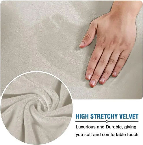 Vista 5 de Funda otomana cuadrada de terciopelo elástico, plegable, protector de muebles, funda otomana elástica con parte inferior elástica, lavable a máquina