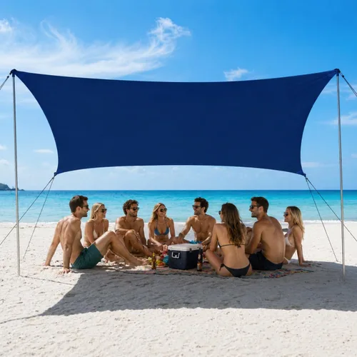 Vista 12 de EasierHike Tienda de campaña para playa, 7 × 7.15 pies, toldo de playa portátil fácil de desplegar, refugio de protección solar UPF50+, resistente