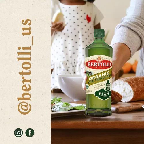 Vista 8 de Aceite de oliva extra virgen orgánico Bertolli, sabor rico, 25.36 onzas líquidas