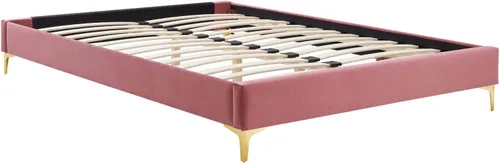Vista 3 de Modway MOD-6305-DUS Sutton - Marco de cama de terciopelo de rendimiento individual, color rosa polvoriento