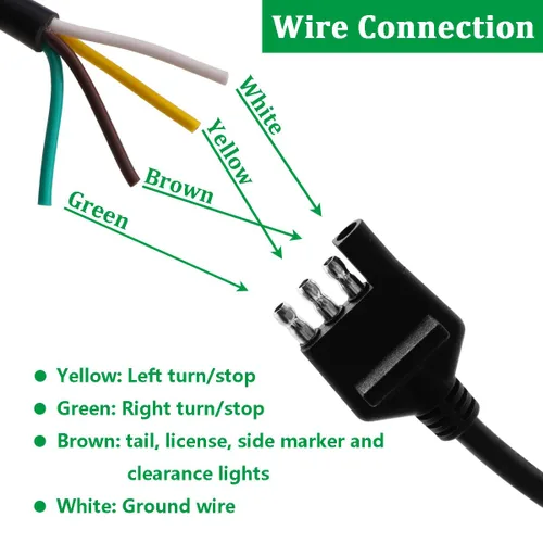 Vista 5 de Arnés de cableado de remolque de 4 vías de 5 pies/4.9 ft, conector de extensión de cable de remolque plano de 4 pines 18AWG