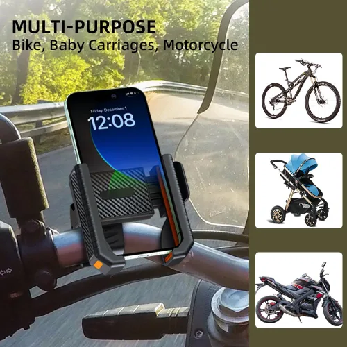 Vista 2 de Soporte de teléfono para bicicleta, soporte para manillar de bicicleta, abrazadera para teléfono celular, clip para iPhone 16 Pro Max/Plus, 15 Pro