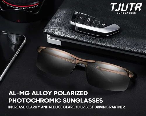 Vista 6 de TJUTR Lentes de sol fotocromáticos polarizados para hombre para conducir de día y noche, antirreflejos, ideales para condiciones de luz baja a media
