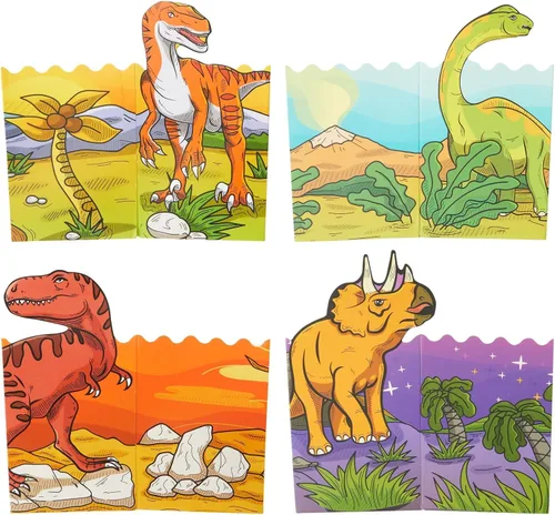 Vista 6 de BLUE PANDA Cajas de palomitas de maíz de dinosaurio, paquete de 60, multicolor, 4 diseños, cajas de palomitas de maíz a granel para suministros