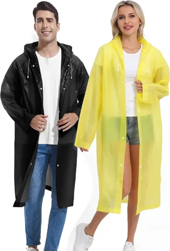 Vista 136 de 2 abrigos de lluvia de Borogo para adultos, chaquetas de lluvia reutilizables para hombres y mujeres