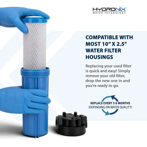 Vista 6 de Hydronix CB-25-1001 Osmosis inversa universal y sistemas de beber Filtro de agua de bloque de carbono de coco
