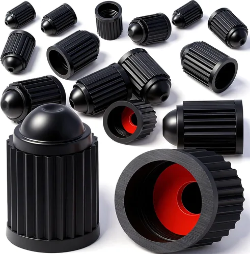 Vista 40 de 10 piezas de tapas de válvula de neumático TPMS con vástago largo, tapas de válvula de rueda de plástico negro para TPMS TR20008, tapas de vástago