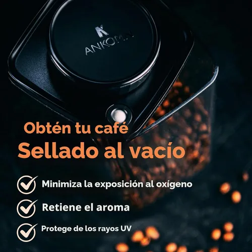 Vista 2 de Turn-N-Seal - Recipiente de café al vacío, no necesita bomba, 0.6 cuartos Recipiente hermético de almacenamiento de granos y granos con placa