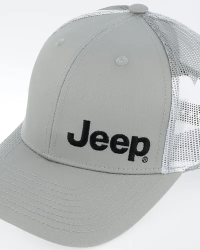 Vista 7 de Jeep Logotipo de texto premium con malla de camuflaje Trucker Dads Hat para hombre, gorra de béisbol, sombrero de polo Camuflaje gris jaspeado