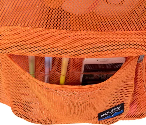 Vista 6 de Mochila de malla resistente para estudiantes, bolsa de libros de calidad simple y clásica para libros escolares, Naranja, Mochilas Daypack