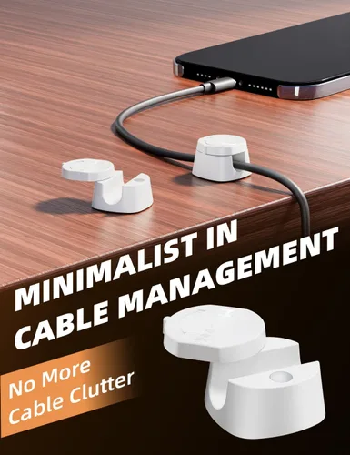 Vista 3 de Maveek Organizador de clips para cables, organizador de cables giratorios para oficina, escritorio, hogar, cocina, automóvil, dormitorio 6 Blanco