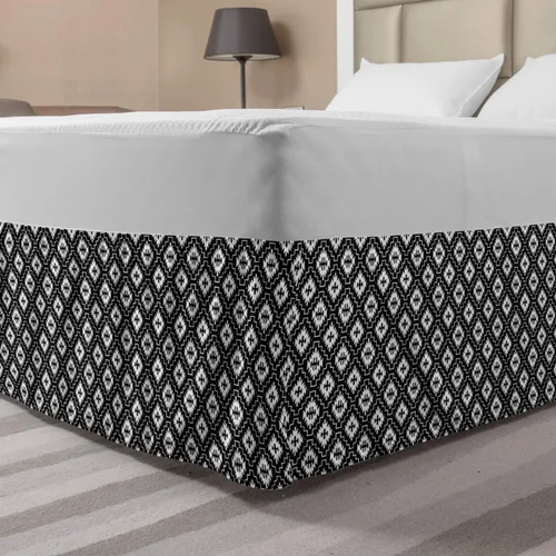 Vista 16 de Lunarable Falda de cama elástica de trébol, tréboles de cultura irlandesa con temática del día de San Patricio, 4 hojas, falda de cama de tela