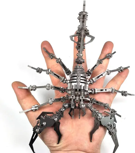 Vista 6 de Rompecabezas de metal 3D Scorpion para adultos, kits de modelo de metal 3D para construir con herramienta, kits de modelo de escritorio 3D, juguetes