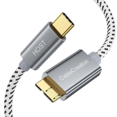Vista 10 de CableCreation Cable corto USB C a Micro B de 1 pie, 10G Micro B a USB C, cable de disco duro externo para iPhone 15/16/17, Samsung Galaxy S24