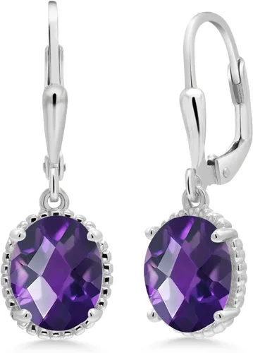 Vista 118 de Gem Stone King Aretes colgantes de gota para mujer, plata de ley 925, piedra natal ovalada de 0.354 x 0.276 in, joyería fina, regalos para ella