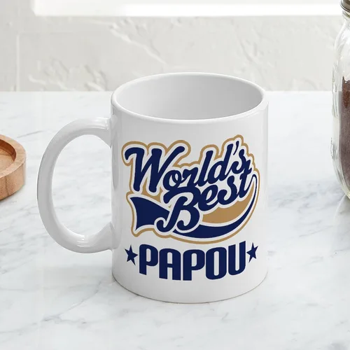 Vista 4 de CafePress Papou (Worlds Best) Taza de café de cerámica (11 oz (11.0 fl oz)