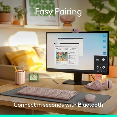 Vista 2 de Logitech MK250 Combo de Teclado y Ratón Inalámbrico Bluetooth: Conectividad Rápida y Fácil, Teclado Inalámbrico Compacto, Ratón Ambidiestro, Rosa