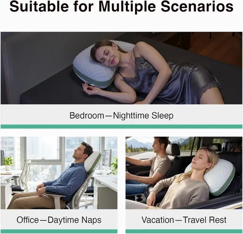 Vista 15 de Novilla Tencel - Almohada curvada para dormir lateral para aliviar el dolor Almohada ajustable CertiPUR-US de espuma viscoelástica triturada
