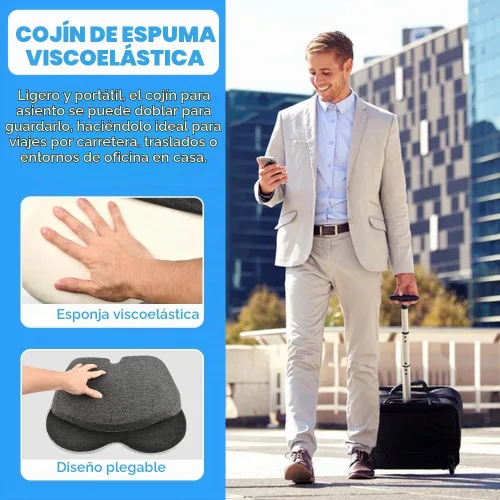 Vista 4 de Cojines de asiento de espuma viscoelástica para silla de oficina, cojín de asiento integrado en forma de L con soporte de respaldo, cojín de asiento