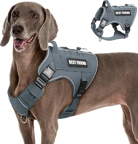 Vista 31 de Arnés Táctico para Perros Talla Pequeña, Sin Tirones Chaleco Militar para Perros con Asa, Arnés Reflectante de Servicio Pesado para Mascotas