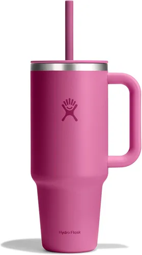 Vista 22 de Hydro Flask Vaso de Viaje con Asa, Tapa y Pajita - Acero Inoxidable Aislado en 24 Oz Aloe