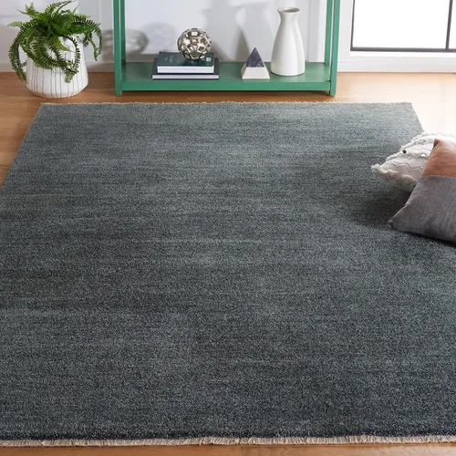 Vista 10 de SAFAVIEH Lasa Collection - Alfombra para pasillo, 2 pies 3 pulgadas x 8 pies, color azul y gris, diseño de flecos sólidos, no desprende pelusa