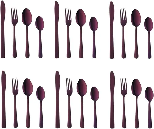Vista 18 de BuyGo - Juego de cubiertos de acero inoxidable, 4 piezas, servicio para 1, color negro