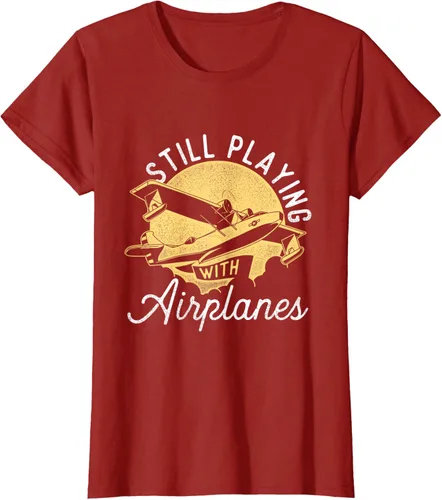 Vista 67 de Still Playing With Airplanes - Camiseta de control remoto RC Avión Piloto, Negro