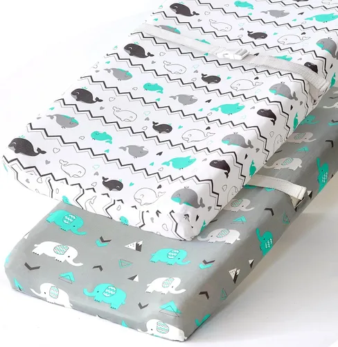 Vista 62 de Pack n Play Sheets BROLEX - Juego de 2 sábanas para cuna, juego de sábanas elásticas y portátiles para cuna, funda de colchón convertible