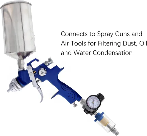Vista 4 de Separador de agua y aceite de aire, filtro de trampa, separador de filtro de compresor de aire NPT de 1/4 pulgadas para pistola pulverizadora