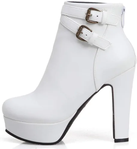 Vista 9 de Scaoruki Zapatos de otoño de moda para mujer, botines de tacón de bloque