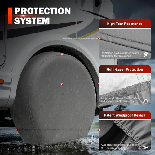 Vista 5 de Explore Land - Fundas para neumáticos, 4 unidades - Protector resistente de rueda para camionetas, SUV, remolques, cámpers, vehículos recreativos