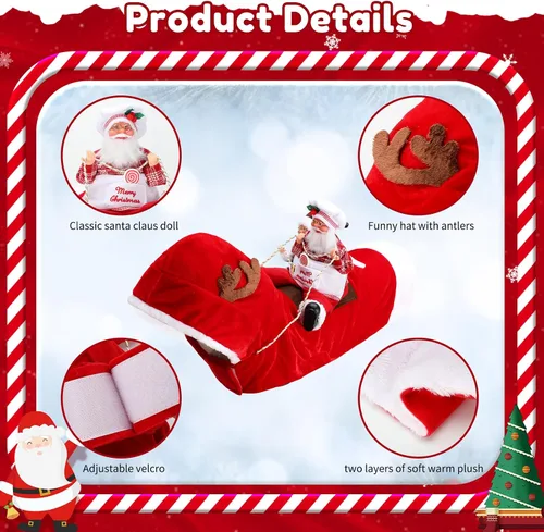 Vista 3 de BWOGUE Disfraz de Navidad de Papá Noel para perro, disfraz de cosplay para perros pequeños, medianos y grandes, gatos Chef Santa Claus