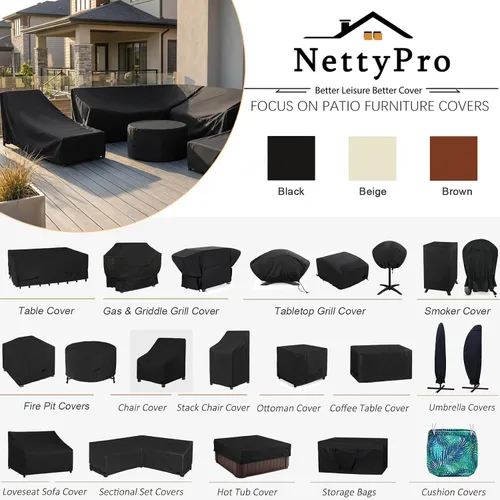Vista 6 de NettyPro Fundas apilables para sillas de patio, impermeables, para muebles de patio al aire libre, se adapta a sillas apilables de 4 a 6 sillas