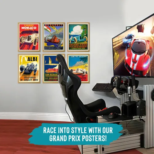 Vista 3 de Wallbuddy Juego de 6 carteles de Grand Prix - Fórmula, carreras de motor (5 x 7)