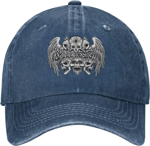 Vista 2 de Cowboy Hat Trendy Hats for Man and Women Djustable Four Season Outdoor Baseball Cap of Hell Skull with Angel Navy Blue