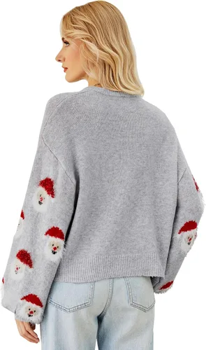 Vista 2 de Lesmart Suéter feo de Navidad para mujer, divertido Papá Noel, divertido suéter de punto para fiesta de Navidad