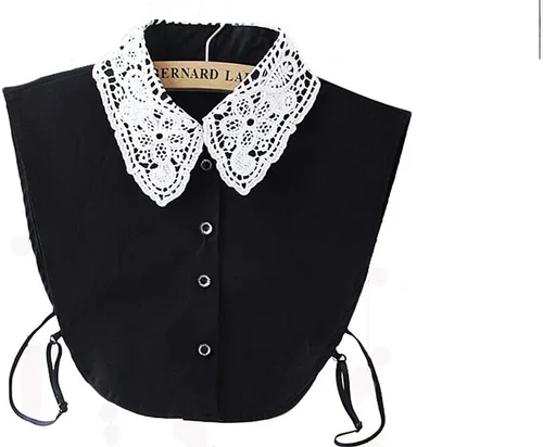 Vista 5 de Magik - Collar de Gargantilla Unisex para Mujer, Peter Pan, Cuello Desmontable, Camisa de Solapamiento Falsa negro (Basic - Black)