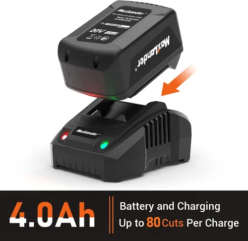 Vista 7 de Motosierra inalámbrica de 12 pulgadas operada por batería con batería y cargador de 1 x 4.0 Ah, motosierra eléctrica MAXLANDER de 20 V con tensión