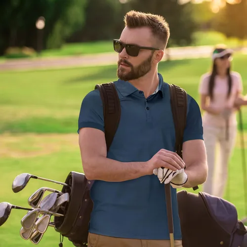 Vista 5 de Mio Marino - Polo de golf para hombre, ajuste seco, tela transpirable ultrafina