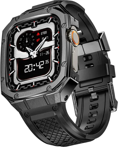 Vista 12 de SUPLINK Caja y Correa de Acero Inoxidable Compatible con Correas de Apple Watch 40mm 41mm 38mm para Hombre, Funda Resistente con Amortiguador
