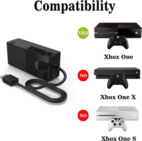 Vista 2 de Power Brick Compatible with Xbox One Power Supply Brick for Xbox One, KSW KINGDO Power Supply for Microsoft Xbox one Sole Newest Quietest Version