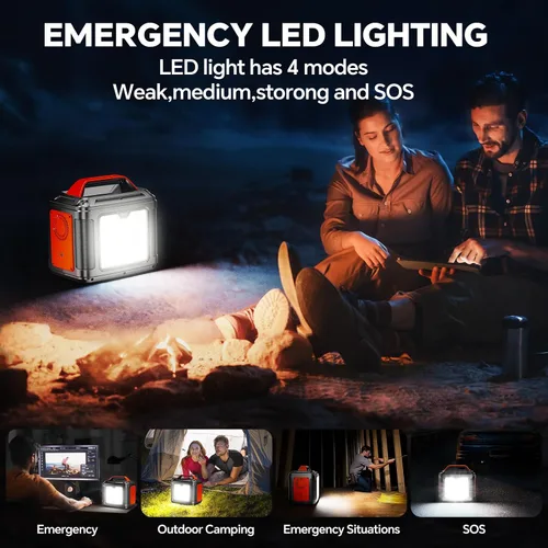 Vista 6 de 300W Portable Power Station + 60W Solar Panel – 296Wh Camping Generator
