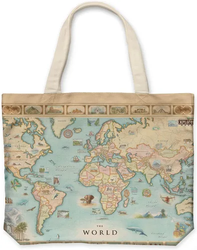 Vista 23 de Xplorer Maps Bolsa de lona con asas, bolsa de compras de comestibles de tela, bolsa reutilizable y ecológica, 100% algodón, lavable