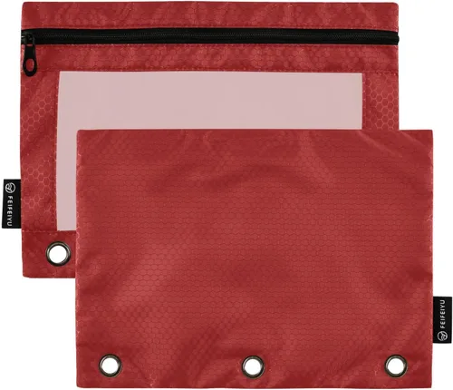 Vista 15 de Estuche negro de 3 anillas para lápices, paquete de 2 unidades, impermeable, de plástico transparente, con cremallera, organizador de documentos