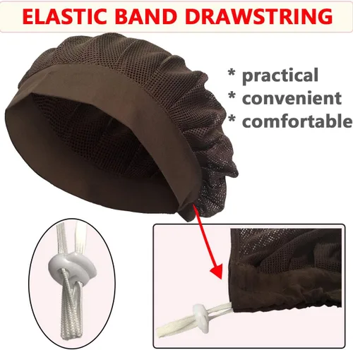 Vista 2 de Paquete de 4 u 8 gorros de chef para cocina, gorra de chef ajustable para servicio de alimentos, redes para el cabello, reutilizables, lavables