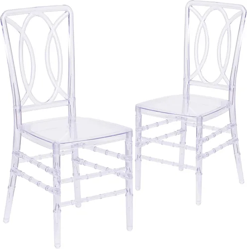 Vista 9 de Flash Furniture Flash Elegance - Silla apilable de cristal con respaldo de diseñador, silla para eventos, resistente a los rayos UV UV Resistant